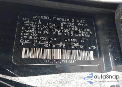 2019 Nissan Rogue Sport S из США, поврежденный, VIN JN1BJ1CP6KW218550